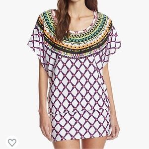 Trina Turk dress Kon Tiki Tunic dress relaxed fit bodice and fitted hem SZ M